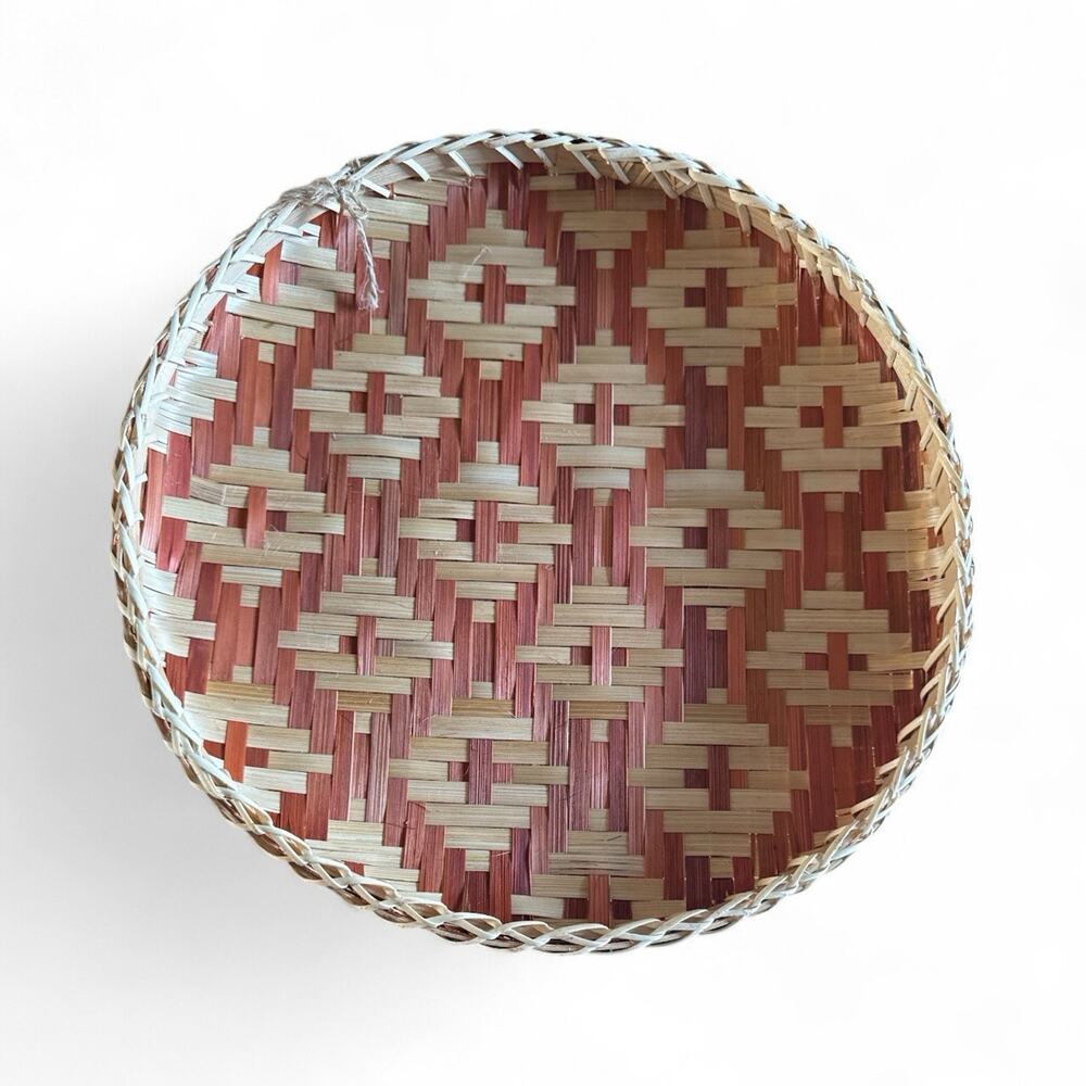 Ann Lee Design Round Serving Tray Brown Diamonds 14" x 14" x 1.7"